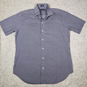 Peter Millar Collection Mens Blue Cars Scooters Print Button Up Shirt Size M